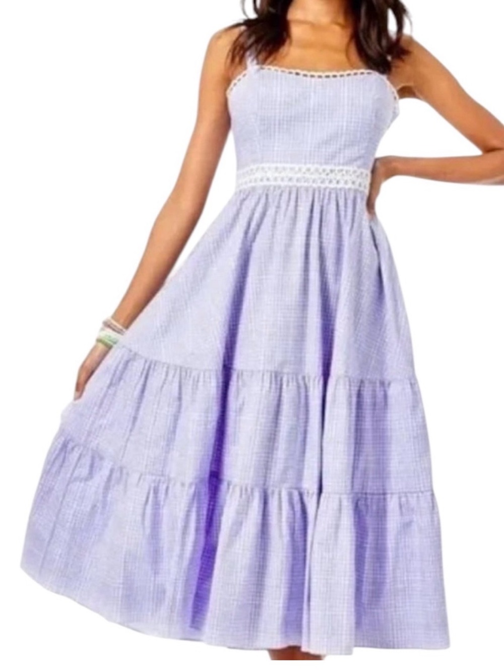 Lilly Pulitzer size 2 Olivet midi Lavender Gingham Sundress new purple